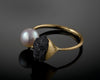 Namaka - Black Raw Diamond & Pearl Ring