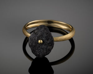 "Comet"- Black Rough Diamond Gold Ring.
