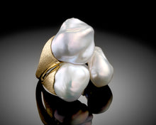 Load image into Gallery viewer, &quot;Pebbles&quot;- Cocktail Keshi Pearls Ring.