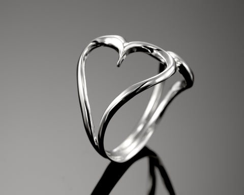 Heart Ring, Love ring, silver ring, Sterling silver ring, rhodium plated, 18K White Yellow ,Red Gold, Gift for her, For Woman, Durable  